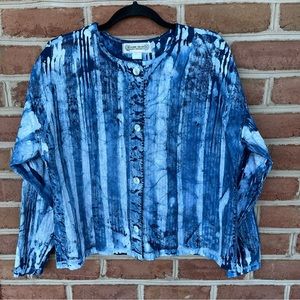 Work of art blue and white jacket. Size Medium